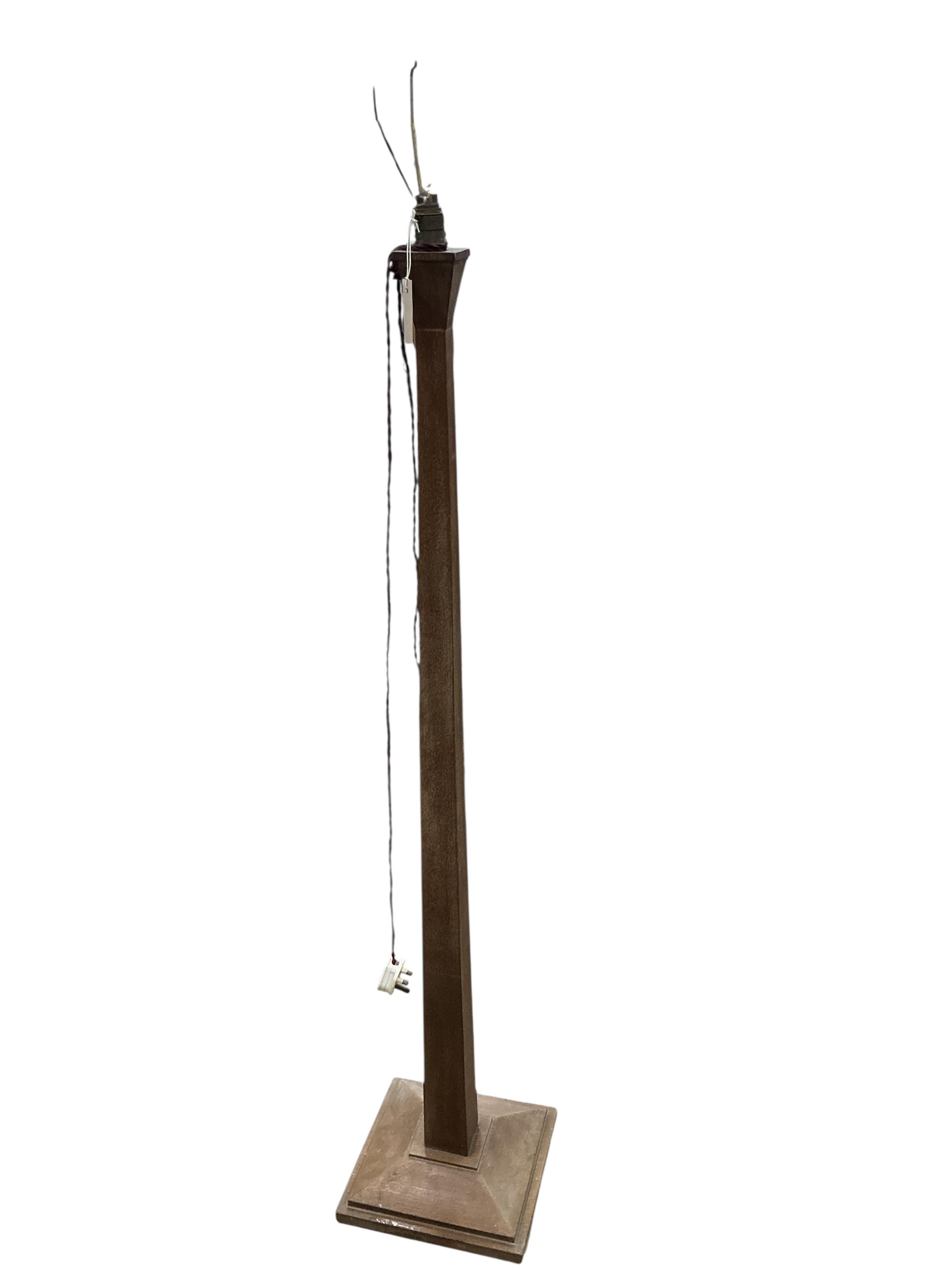 A Victorian mahogany torchere, height 139cm together with a later oak standard lamp